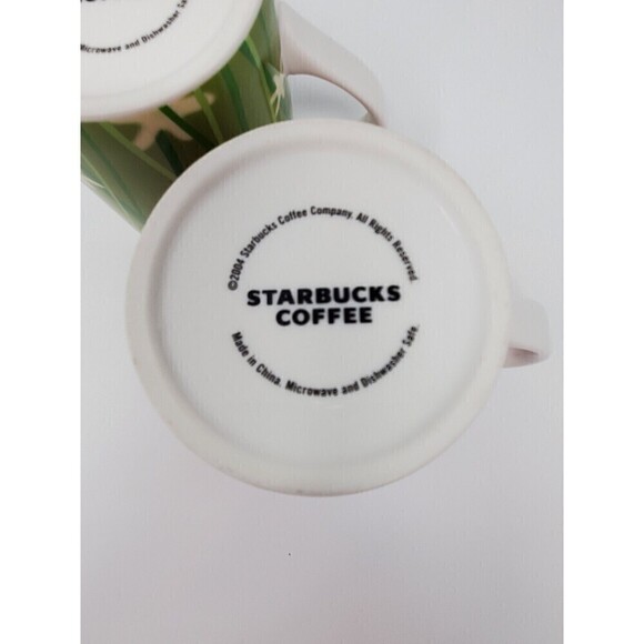 STARBUCKS SET OF TWO COFFEE MUGS 2004 MEADOW SERIES PINK AND GREEN HIS & HERS - Picture 9 of 11